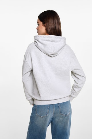 Sweat-shirt message brodé - Gris clair chiné