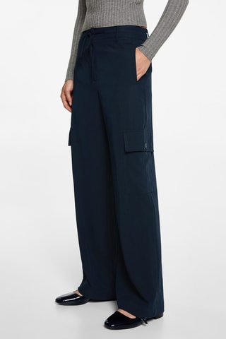 Pantalon cargo fluide - Bleu marine