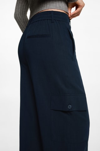 Pantalon cargo fluide - Bleu marine