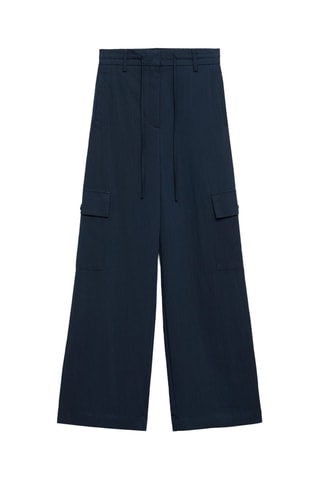 Pantalon cargo fluide - Bleu marine