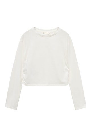 T-shirt détail froncé - Blanc cassé