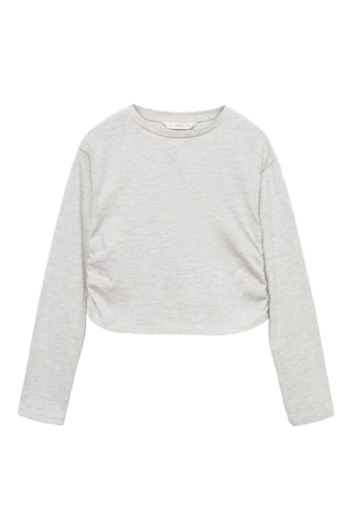 T-shirt détail froncé - Gris clair chiné