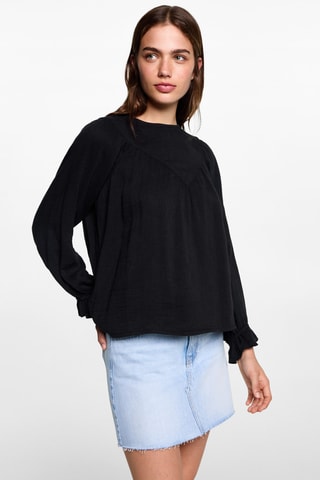 Blouse détails froncés - Noir