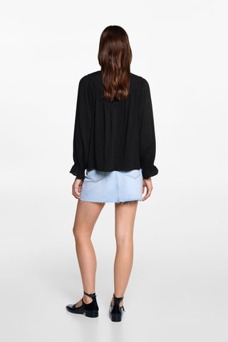 Blouse détails froncés - Noir