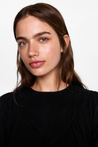 Blouse détails froncés - Noir