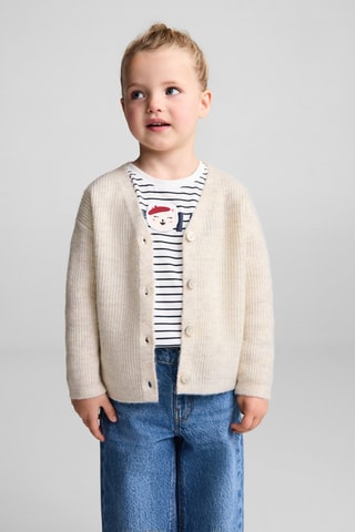 Cardigan côtelé boutons - Beige