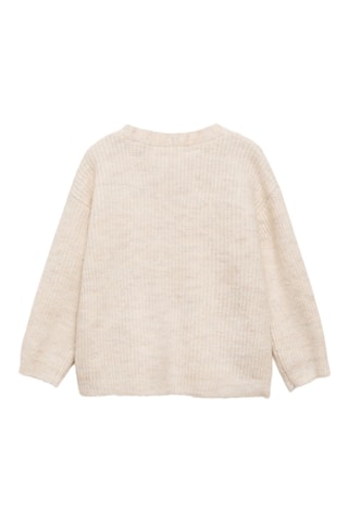 Cardigan côtelé boutons - Beige