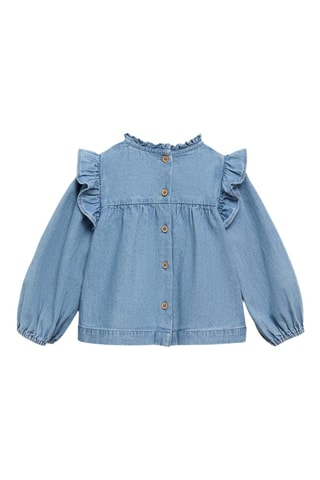 Blouse denim volant - Bleu