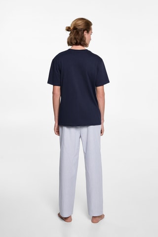 Pyjama long à rayures - Bleu marine