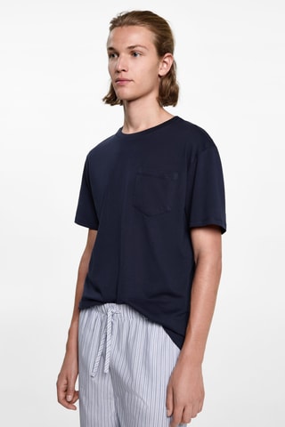 Pyjama long à rayures - Bleu marine