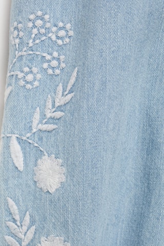 Blouse denim brodée - Bleu