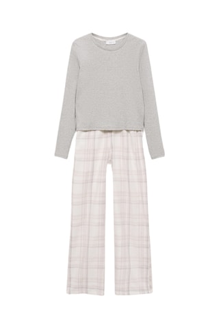 Pyjama coton carreaux - Beige