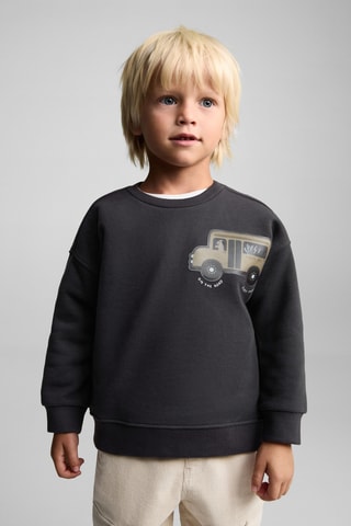 Sweat-shirt coton imprimé - Anthracite