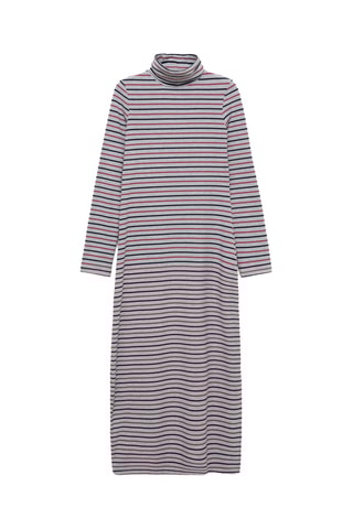 Robe col roulé rayures - Gris chiné