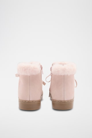 Bottines lacets fausse fourrure - Rose