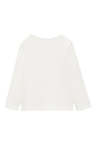 T-shirt manches longues poche - Blanc cassé