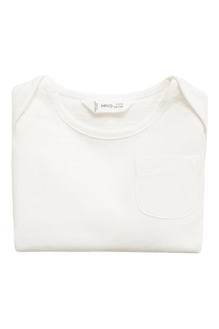 T-shirt manches longues poche - Blanc cassé