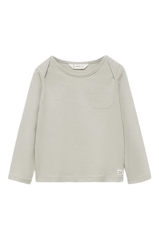 T-shirt manches longues poche - Gris chiné