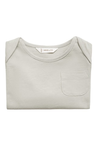 T-shirt manches longues poche - Gris chiné