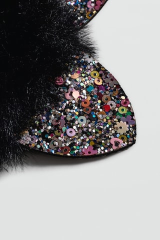 Élastique oreilles paillettes - Noir