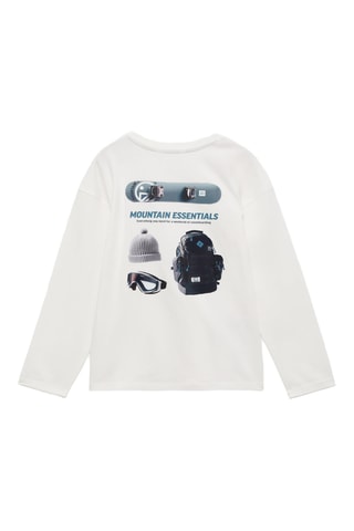 T-shirt coton imprimé - Blanc cassé