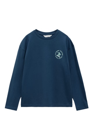 T-shirt manches longues imprimé - Bleu