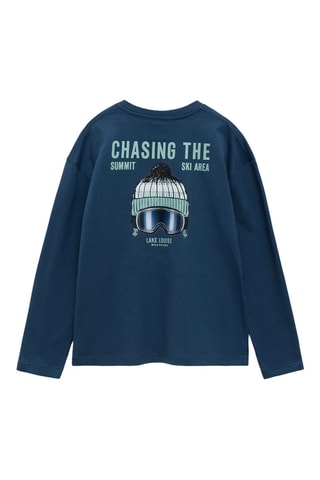 T-shirt manches longues imprimé - Bleu