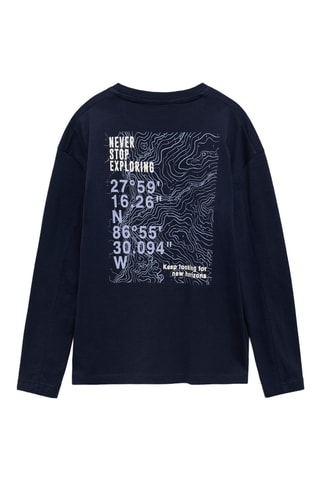 T-shirt manches longues imprimé - Bleu marine