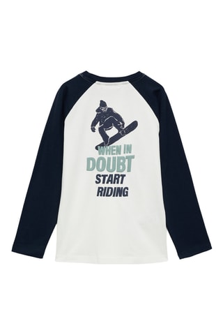T-shirt combiné coton - Bleu marine