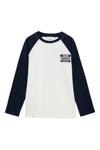 T-shirt combiné coton - Bleu marine