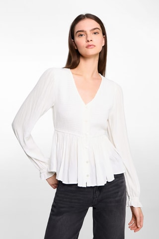 Blouse fluide froncée - Blanc cassé