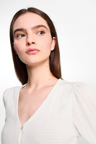 Blouse fluide froncée - Blanc cassé