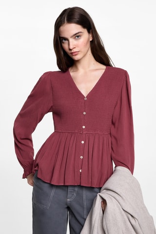 Blouse fluide froncée - Bordeaux