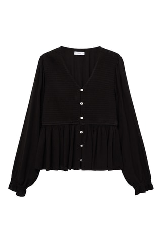 Blouse fluide froncée - Noir