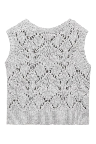 Gilet maille brillant - Gris clair chiné