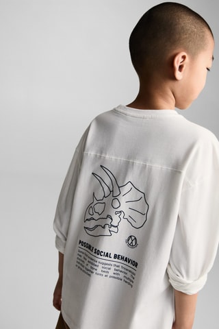 T-shirt manches longues imprimé - Blanc cassé