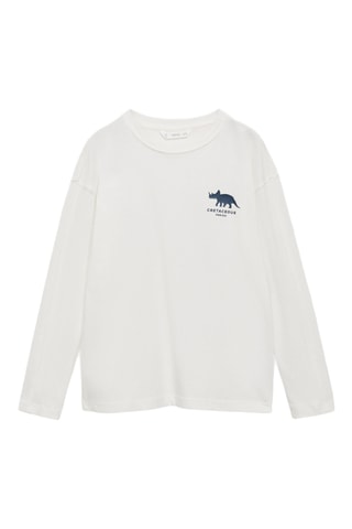 T-shirt manches longues imprimé - Blanc cassé