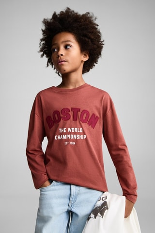 T-shirt détail imprimé - Cerise
