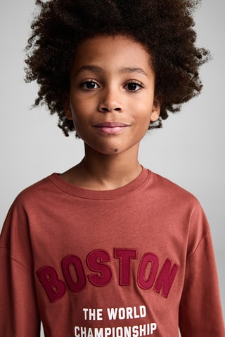 T-shirt détail imprimé - Cerise