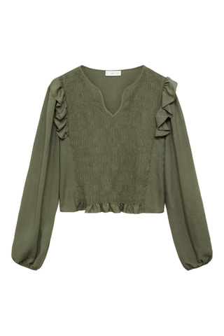 Blouse froncée volants - Kaki