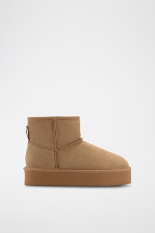 Bottines cuir doublées fourrure - Beige
