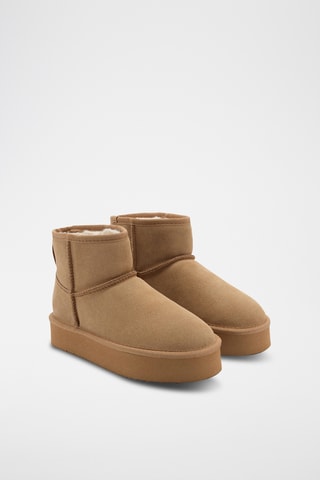 Bottines cuir doublées fourrure - Beige
