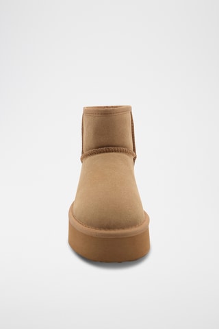 Bottines cuir doublées fourrure - Beige