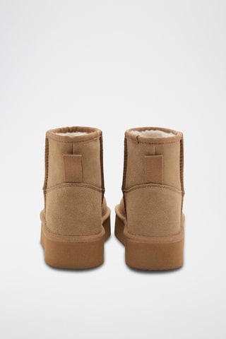Bottines cuir doublées fourrure - Beige