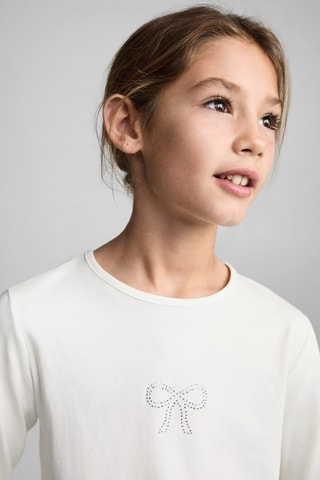 T-shirt coton strass - Blanc cassé