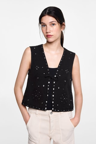 Gilet brodé miroirs - Noir