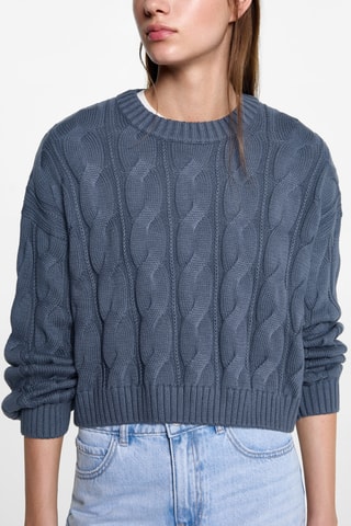 Pull-over maille tressée - Bleu