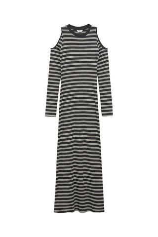 Robe à rayures et ouverture - Gris