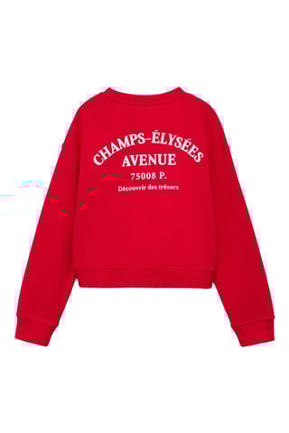 Sweat-shirt coton détails brodés - Rouge