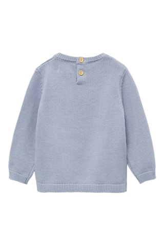 Pull-over maille coton lin col rond - Ciel